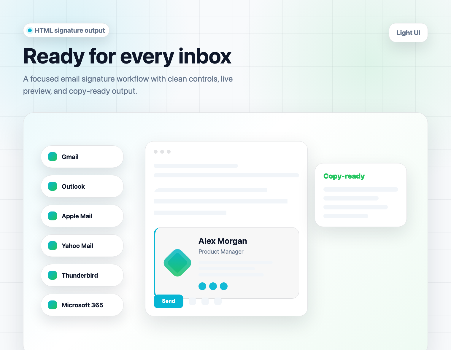 Email signature inbox compatibility preview