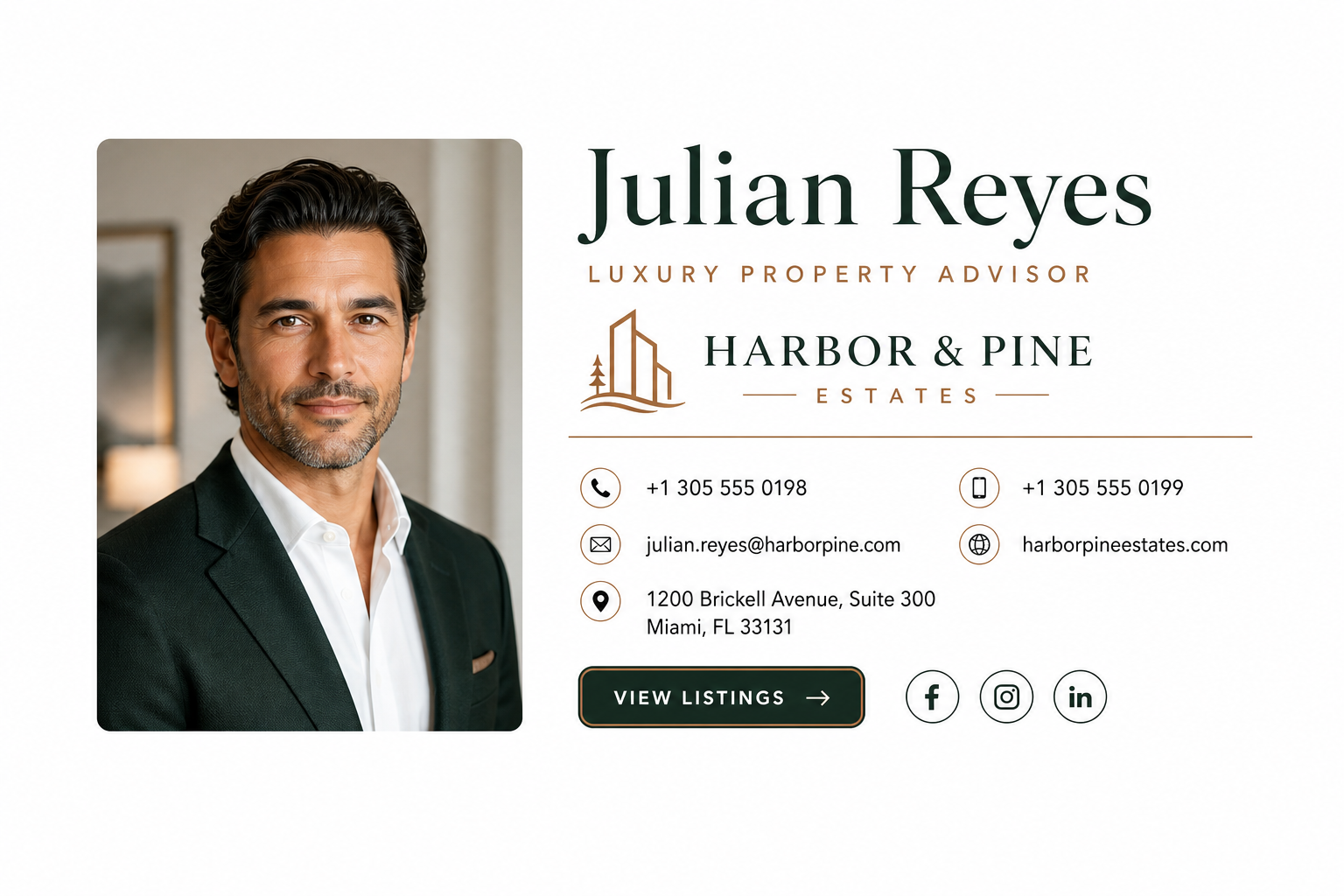 Luxury Real Estate email signature template preview